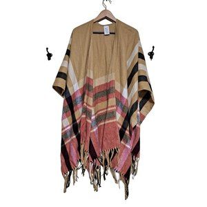 Woolrich Cozy Soft Blanket Wrap Shawl Woman One Size Plaid Fringe Lagenlook